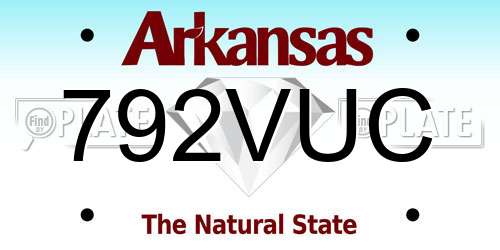 792VUC Arkansas License Plate