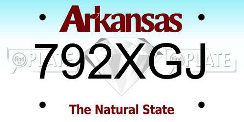 792XGJ Arkansas License Plate