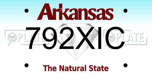 792XIC Arkansas License Plate