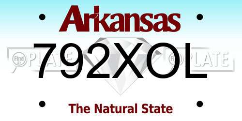 792XOL Arkansas License Plate