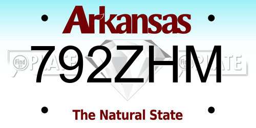 792ZHM Arkansas License Plate