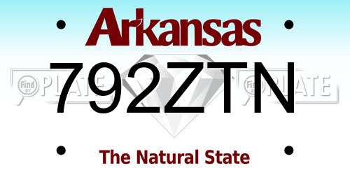 792ZTN Arkansas License Plate