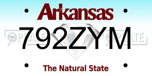 792ZYM Arkansas License Plate