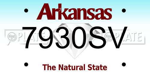7930SV Arkansas License Plate
