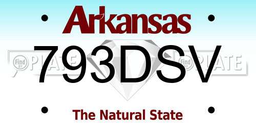 793DSV Arkansas License Plate