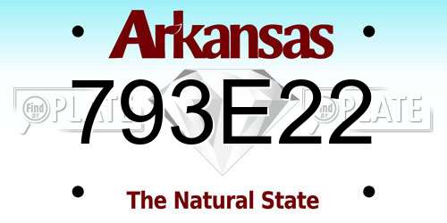 793E22 Arkansas License Plate