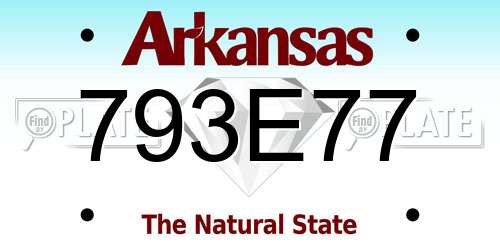 793E77 Arkansas License Plate