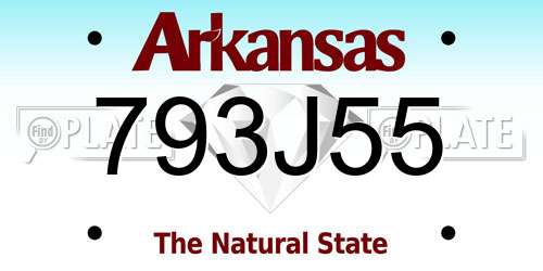 793J55 Arkansas License Plate