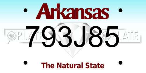 793J85 Arkansas License Plate