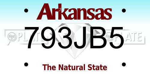 793JB5 Arkansas License Plate