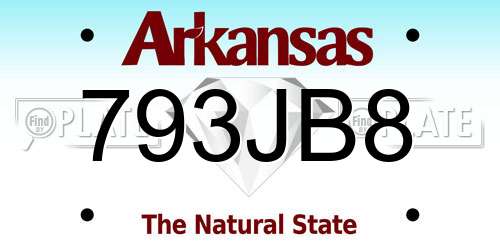 793JB8 Arkansas License Plate