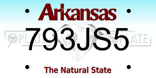 793JS5 Arkansas License Plate