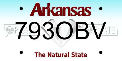 793OBV Arkansas License Plate