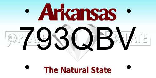 793QBV Arkansas License Plate