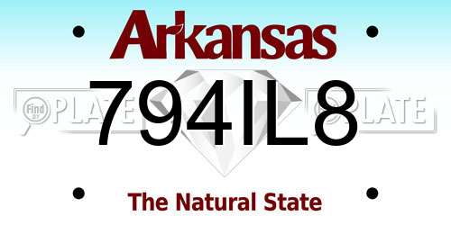 794IL8 Arkansas License Plate