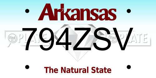 794ZSV Arkansas License Plate
