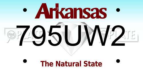795UW2 Arkansas License Plate