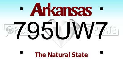 795UW7 Arkansas License Plate