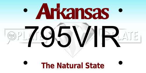 795VIR Arkansas License Plate