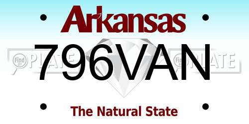 796VAN Arkansas License Plate