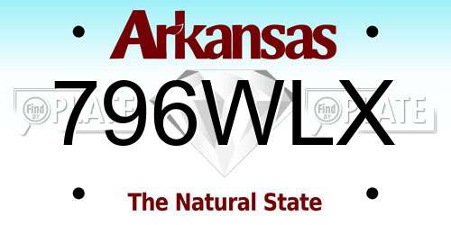 796WLX Arkansas License Plate