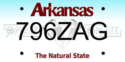 796ZAG Arkansas License Plate