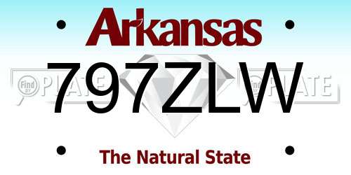 797ZLW Arkansas License Plate