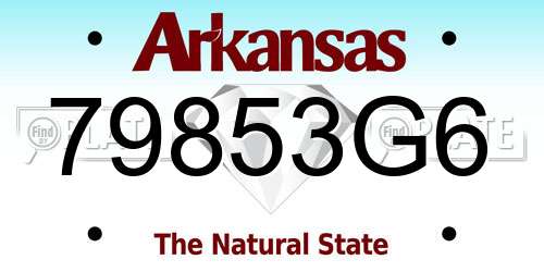 79853G6 Arkansas License Plate