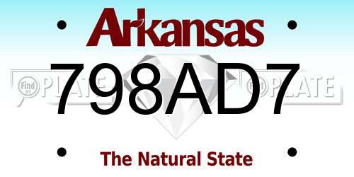 798AD7 Arkansas License Plate