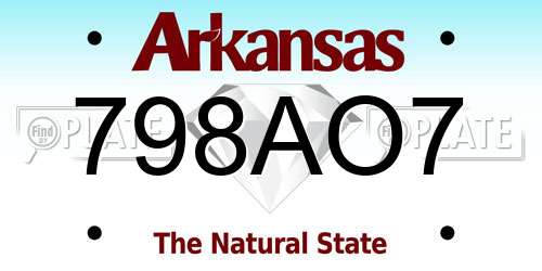 798AO7 Arkansas License Plate
