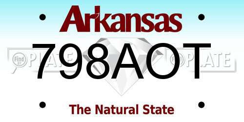798AOT Arkansas License Plate
