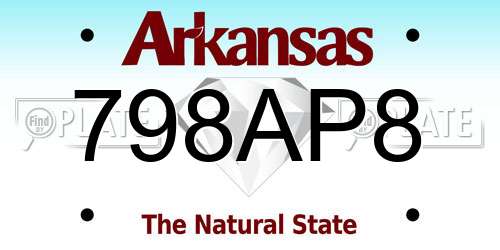 798AP8 Arkansas License Plate