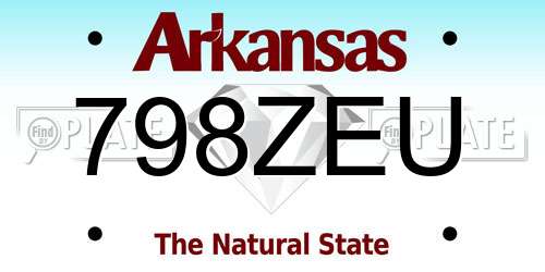798ZEU Arkansas License Plate