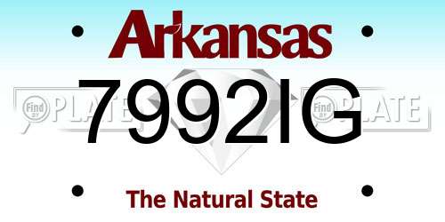 7992IG Arkansas License Plate