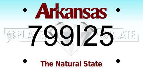 799I25 Arkansas License Plate