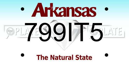 799IT5 Arkansas License Plate