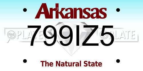 799IZ5 Arkansas License Plate