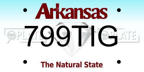 799TIG Arkansas License Plate