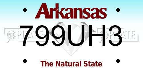 799UH3 Arkansas License Plate