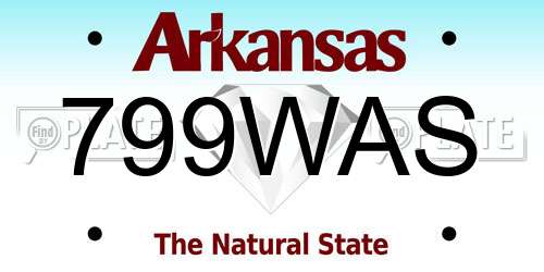 799WAS Arkansas License Plate