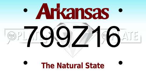 799Z16 Arkansas License Plate