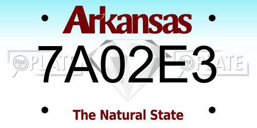 7A02E3 Arkansas License Plate