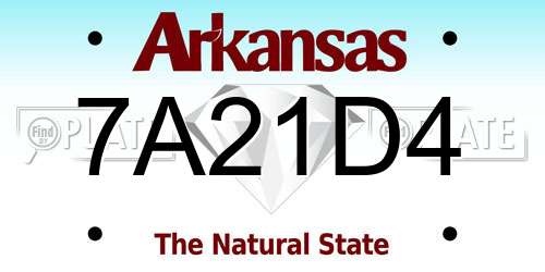 7A21D4 Arkansas License Plate