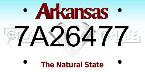 7A26477 Arkansas License Plate