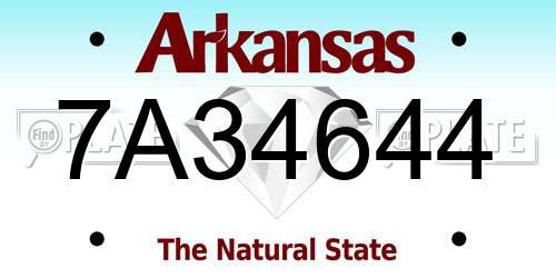 7A34644 Arkansas License Plate