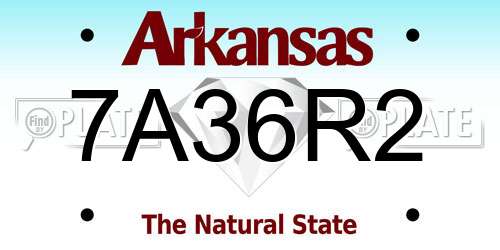 7A36R2 Arkansas License Plate