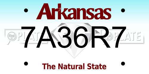 7A36R7 Arkansas License Plate