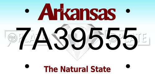 7A39555 Arkansas License Plate