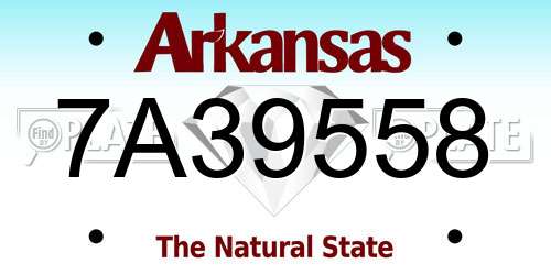 7A39558 Arkansas License Plate