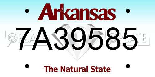7A39585 Arkansas License Plate
